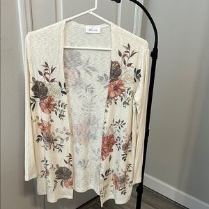 Pink Clove Cream and Brown Floral Cardigan